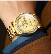 Waterproof Gold Men's Watch Classic Stainless Steel Quartz Analog Business Gift